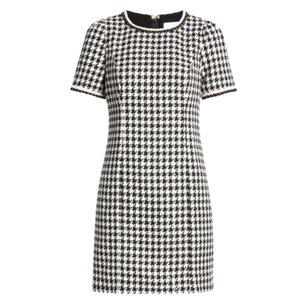 Lilly Pulitzer Doriane Boucle Shift Dress Black White Houndstooth Sequin 2 NWT
